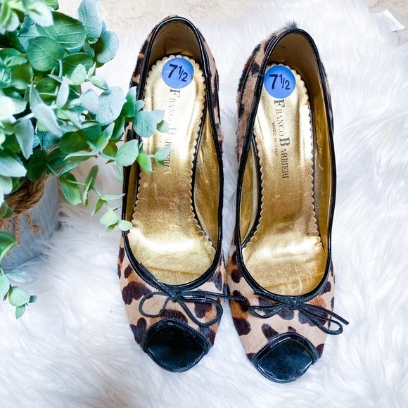 2/$20 Franco Barbieri Leopard Haircalf Peep-Toe - Picture 6 of 10